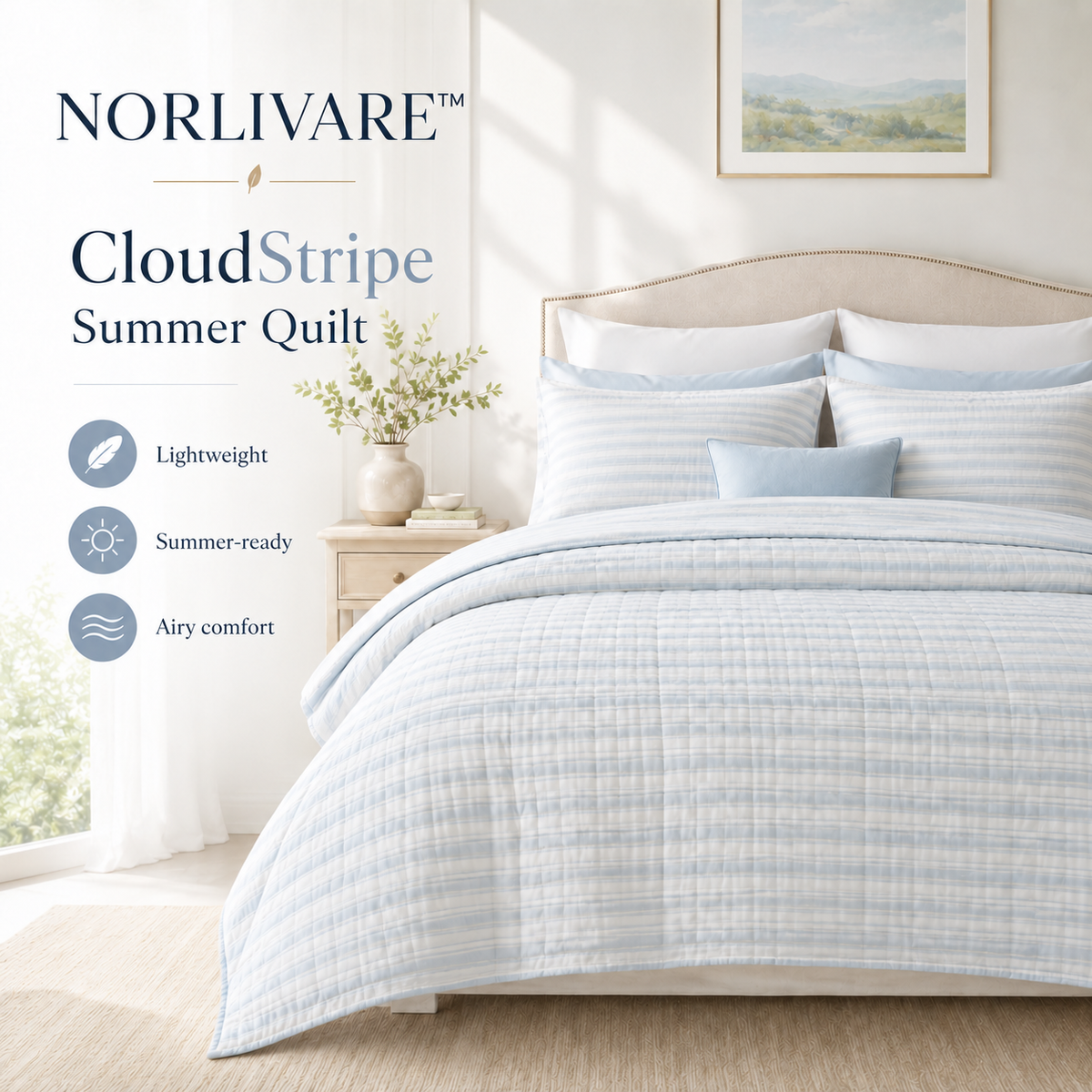 NORLIVARE™ CloudStripe Summer Quilt