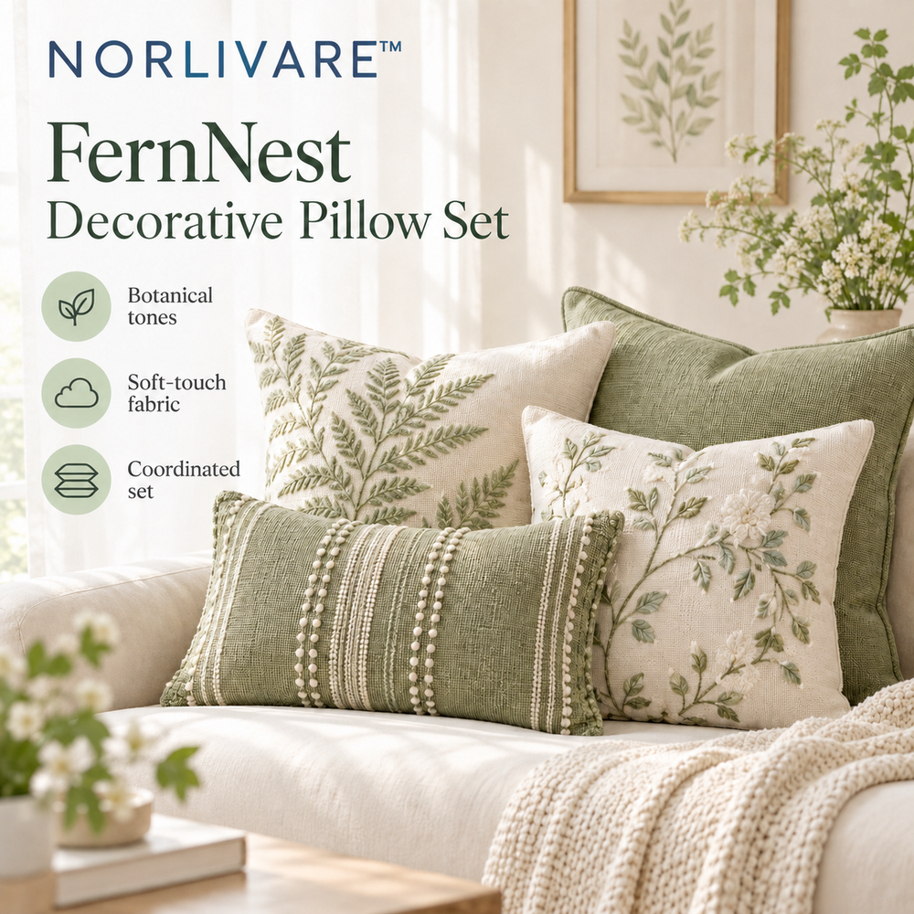 NORLIVARE™ FernNest Decorative Pillow Set