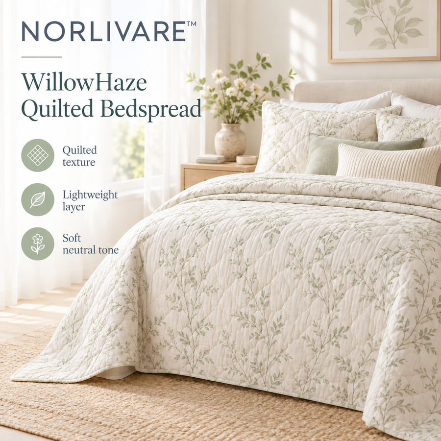 NORLIVARE™ WillowHaze Quilted Bedspread