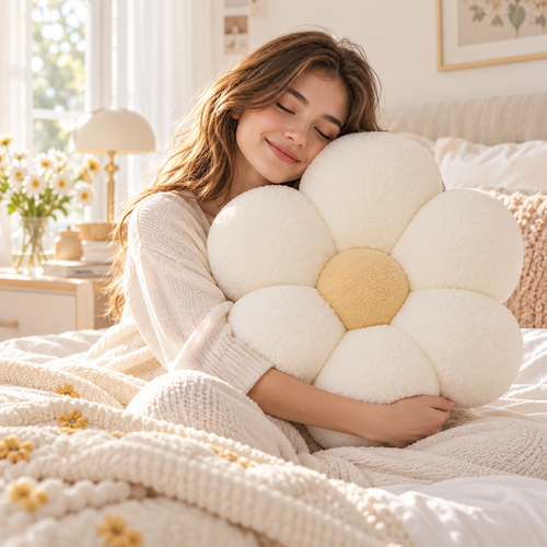 MELVORA™ DaisyCloud Plush Pillow
