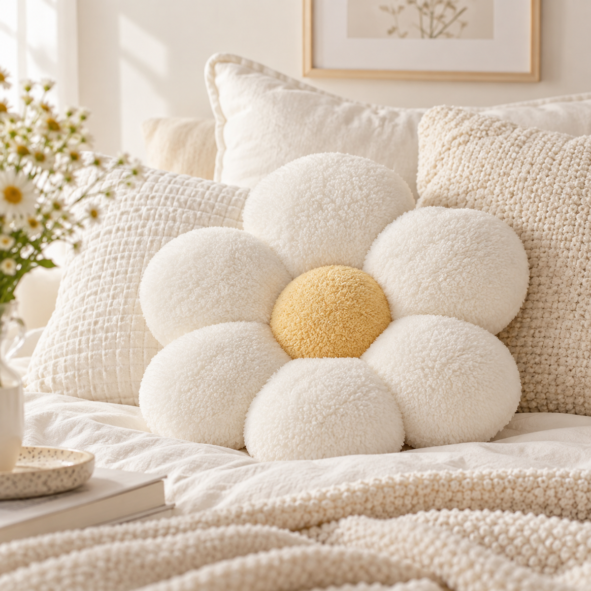MELVORA™ DaisyCloud Plush Pillow