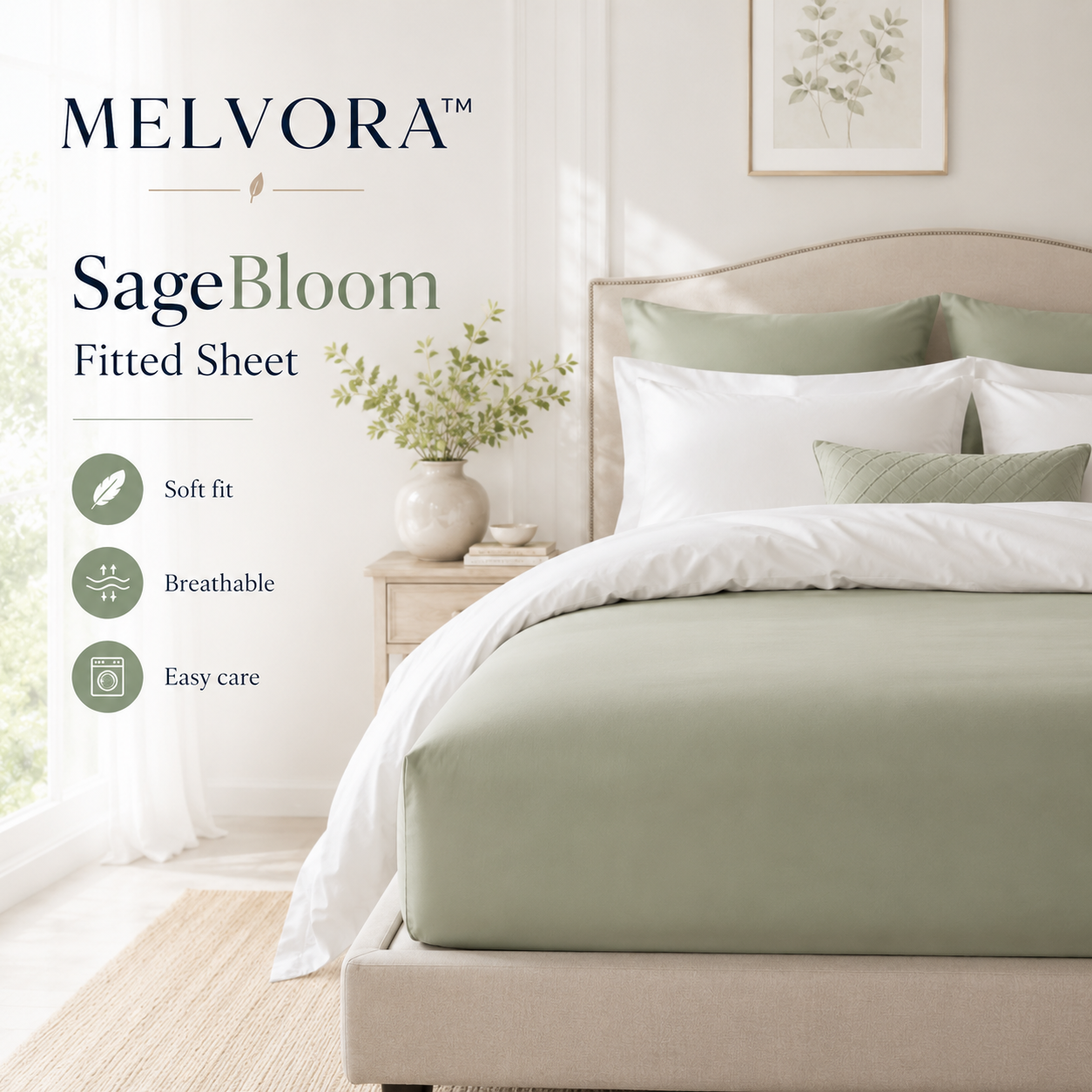 MELVORA™ SageBloom Fitted Sheet